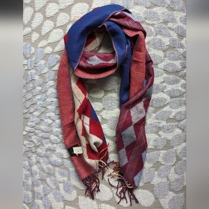 Lord & Taylor Argyle Reversible Scarf in Blues and Reds
